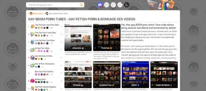 A tab on MyGaySites featuring top-picked BDSM gay sites